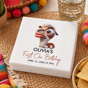 Llama Fiesta Grappige Karikatuur 1e Verjaardag Servet