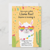 Llama Fiesta Hart Zonnebril Verjaardag Uitnodiging (Voorkant)
