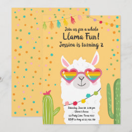 Llama Fiesta Hart Zonnebril Verjaardag Uitnodiging