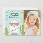 Llama Fiesta Hart Zonnebril Verjaardag Uitnodiging (Voorkant)