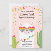 Llama Fiesta Hart Zonnebril Verjaardag Uitnodiging (Voorkant)