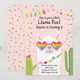 Llama Fiesta Hart Zonnebril Verjaardag Uitnodiging