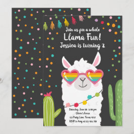 Llama Fiesta Heart Zonnebril Verjaardagsuitnodigin Kaart