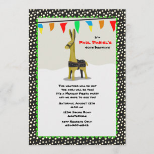 Llama Fiesta Party Invitation Kaart
