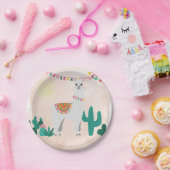 Llama fiesta roze feest papieren bordje (Feest)