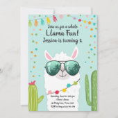 Llama Fiesta Verjaardag Alpaca Fiesta Blauw Meisje Kaart (Voorkant)