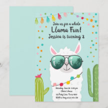 Llama Fiesta Verjaardag Alpaca Fiesta Blauw Meisje