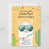 Llama Fiesta Verjaardag Alpaca Fiesta Geel Meisje Kaart (Voorkant)