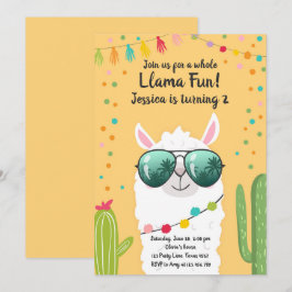 Llama Fiesta Verjaardag Alpaca Fiesta Geel Meisje Kaart