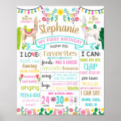 Llama First Birthday Party sign poster (Voorkant)