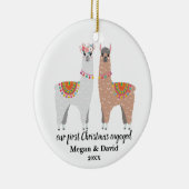 Llama First Christmas Engaged or married Keramisch Ornament (Rechts)