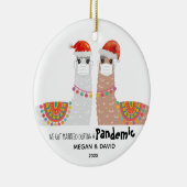 Llama First Pandemic Married Funny Santa Hat Keramisch Ornament (Rechts)