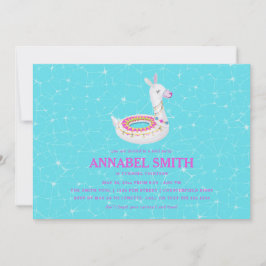 Llama Float Birthday Pool Party Kaart
