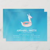 Llama Float Birthday Pool Party Kaart (Voorkant / Achterkant)