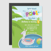 Llama Floatie Pool Birthday Party Magnetische Uitnodiging (Voorkant / Achterkant)