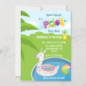 Llama Floatie Pool Birthday Party Magnetische Uitnodiging (Voorkant)