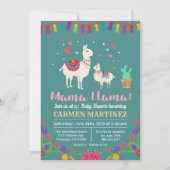 Llama Floral Baby shower Invitation Kaart (Voorkant)