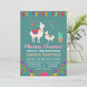 Llama Floral Baby shower Invitation Kaart (Staand voorkant)