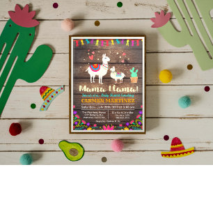Llama Floral Baby shower Invitation Kaart