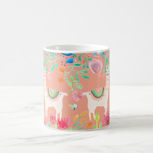 Llama floral koffiemok (Center)