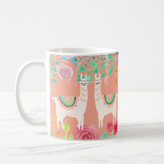 Llama floral koffiemok (Links)