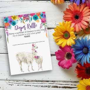 Llama Floria Fiesta Luier Raffle Baby shower Informatiekaartje