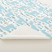 Llama & Flowers Sherpa Blanket - Customized Sizing Deken (3/4)