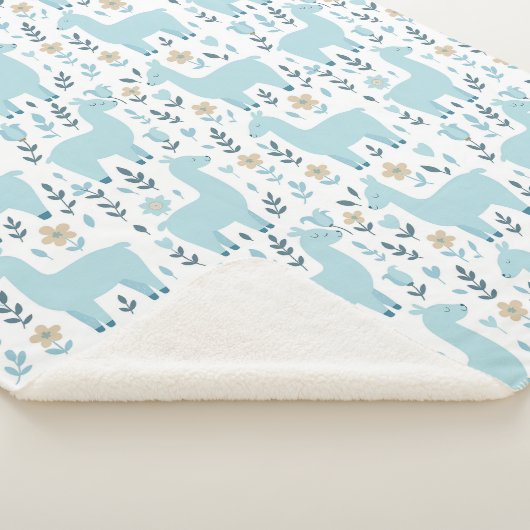Llama & Flowers Sherpa Blanket - Customized Sizing Deken (3/4)