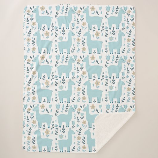 Llama & Flowers Sherpa Blanket - Customized Sizing Sherpa Deken (Voorkant)