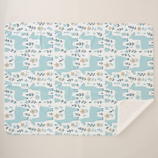 Llama & Flowers Sherpa Blanket - Customized Sizing Sherpa Deken (Voorkant (horizontaal))