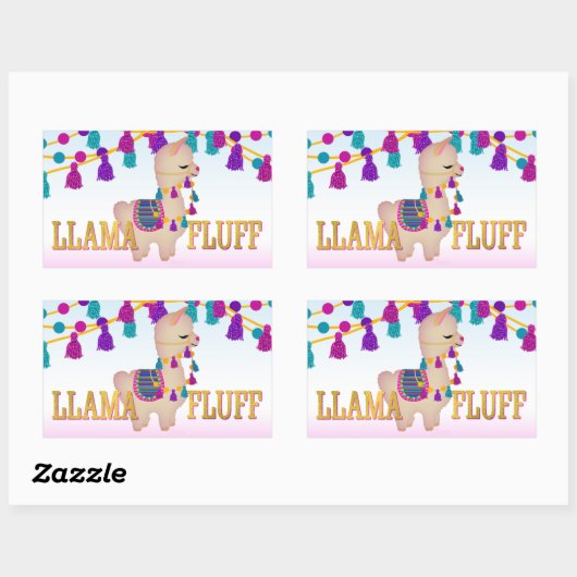 LLAMA FLUFF Cute Rechthoekige Sticker (Vel)