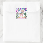 LLAMA FLUFF Square Treat Bag Toppers Vierkante Sticker (Tas)