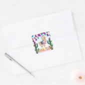 LLAMA FLUFF Square Treat Bag Toppers Vierkante Sticker (Envelop)