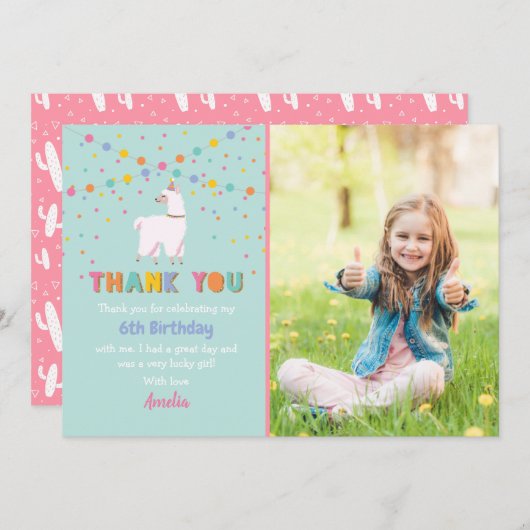 Llama Foto bedankt Kaart (Voorkant / Achterkant)