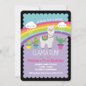 Llama Fun 1st Birthday Party Kaart (Voorkant)