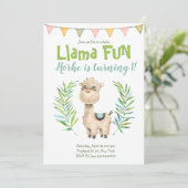 Llama Fun Alpaca Waterverf Verjaardagsuitnodiging Kaart (Staand voorkant)