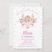 Llama Fun Birthday Invitations Girls Alpaca Kaart (Voorkant)