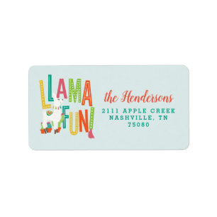 Llama Fun Birthday Party Alpaca Return Address Etiket