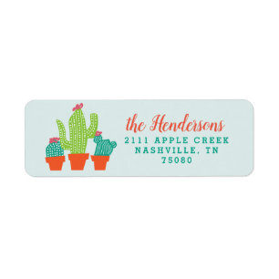Llama Fun Birthday Party Cactus Return Address Etiket