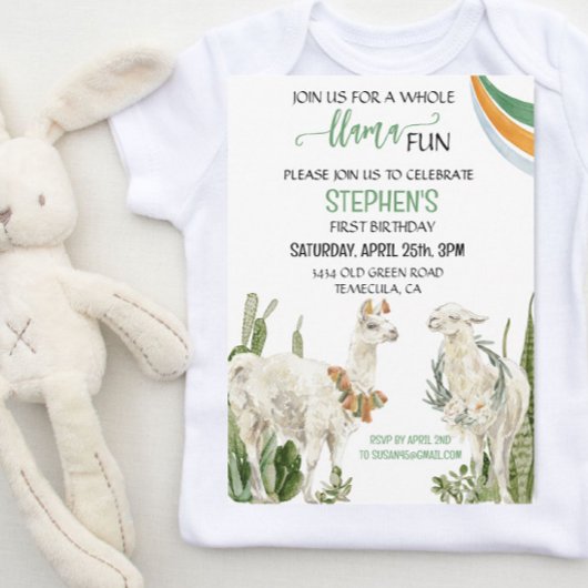 Llama Fun Birthday Party Fiesta Cactus Kaart