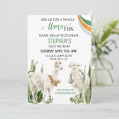 Llama Fun Birthday Party Fiesta Cactus Kaart (Staand voorkant)