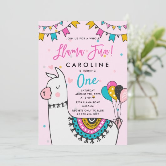 Llama Fun Birthday Party Kaart (Staand voorkant)