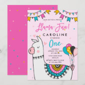 Llama Fun Birthday Party Kaart (Voorkant / Achterkant)