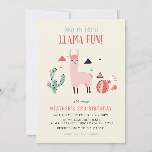 Llama Fun Birthday Party Kaart (Voorkant)