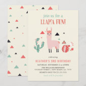 Llama Fun Birthday Party Kaart (Voorkant / Achterkant)