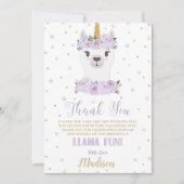 Llama Fun Birthday Party Paars Floral Kaart (Voorkant)