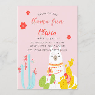 Llama Fun Birthday Pink Kaart