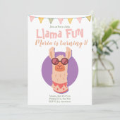 Llama Fun Cute Alpaca Birthday Uitnodiging (Staand voorkant)