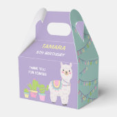 LLAMA FUN Lila en aqua Favor Box Bedankdoosjes (Voorkant Zijde)