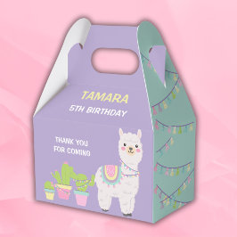 LLAMA FUN Lila en aqua Favor Box Bedankdoosjes